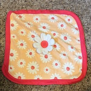 Floral Baby Blanket with Pink Trim